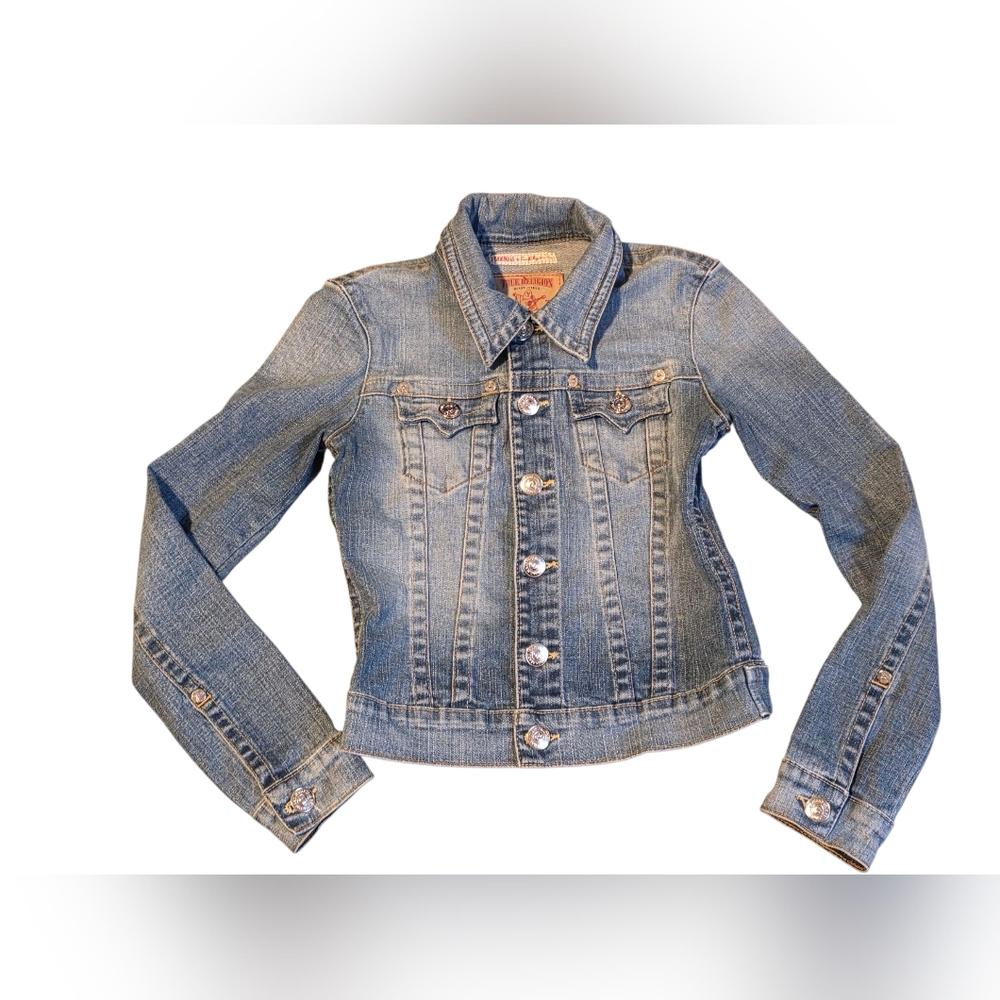 True Religion Emily Fitted Classic Denim Jacket Size XS EUC